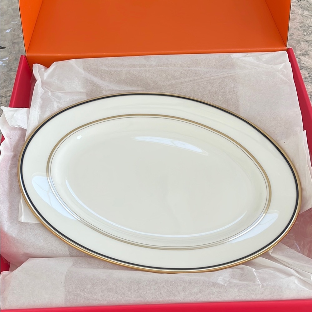 Lennox Library Lane Navy Oval Platter